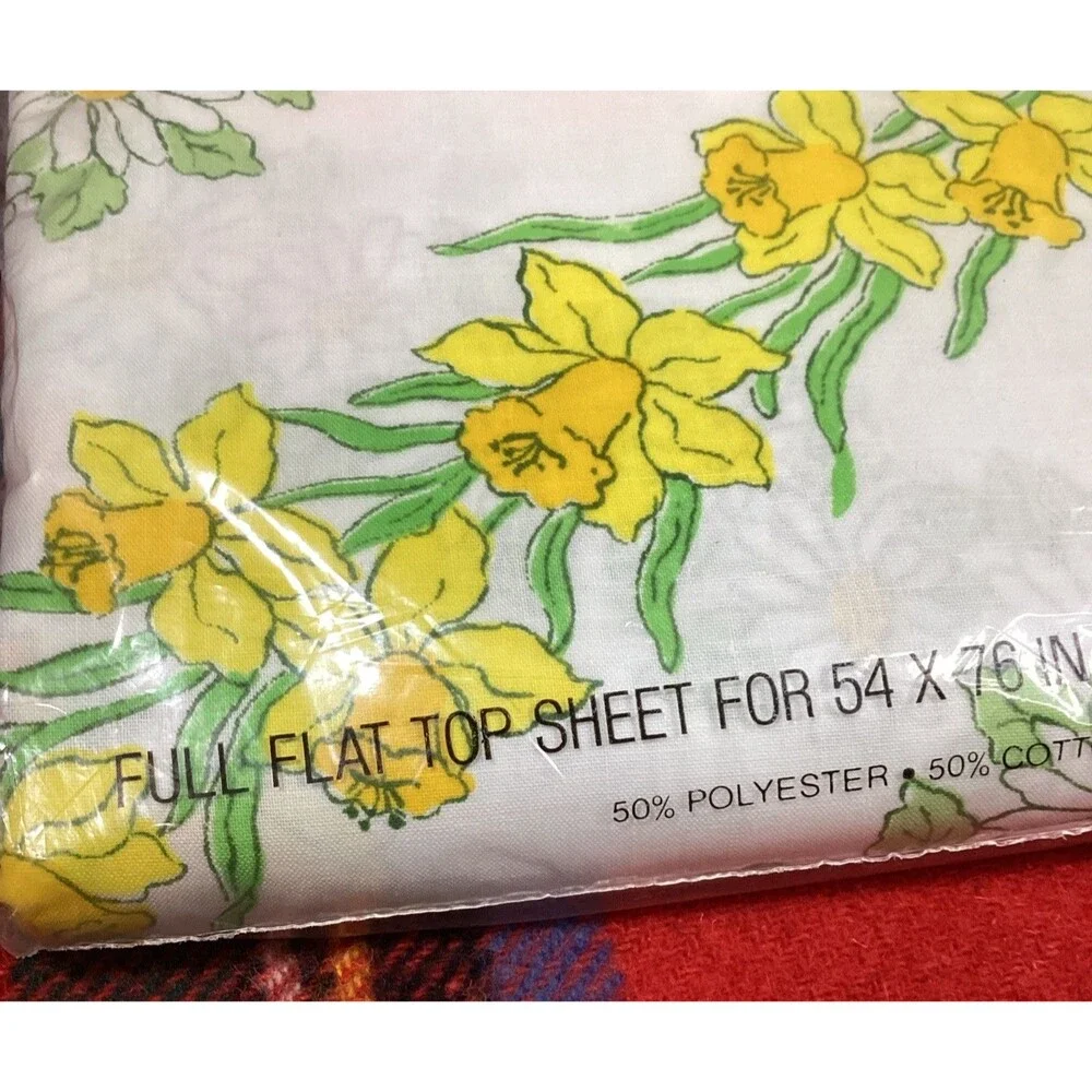 Cannon Mills Edgemont Garland Floral Full Fitted & Flat Sheet No-Iron Muslin USA